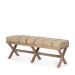 Solis 50L x 16W Brown Base Upholstered Beige/Black Stripe Seat Accent Bench