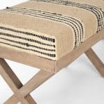 Solis 50L x 16W Brown Base Upholstered Beige/Black Stripe Seat Accent Bench