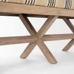 Solis 50L x 16W Brown Base Upholstered Beige/Black Stripe Seat Accent Bench