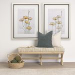 Solis II 50L x 16W Brown Base Beige Woven Leather Cushion Accent Bench
