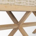 Solis II 50L x 16W Brown Base Beige Woven Leather Cushion Accent Bench