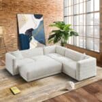 Cream Velvet Modular Corner Sectional Sofa for Living Rooms