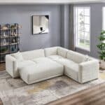 Cream Velvet Modular Corner Sectional Sofa for Living Rooms