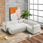 Cream Velvet Modular Corner Sectional Sofa for Living Rooms