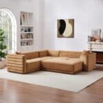 Cognac Velvet Modular Corner Sectional Sofa for Living Rooms 10 Cognac Velvet Modular Corner Sectional Sofa for Living Rooms