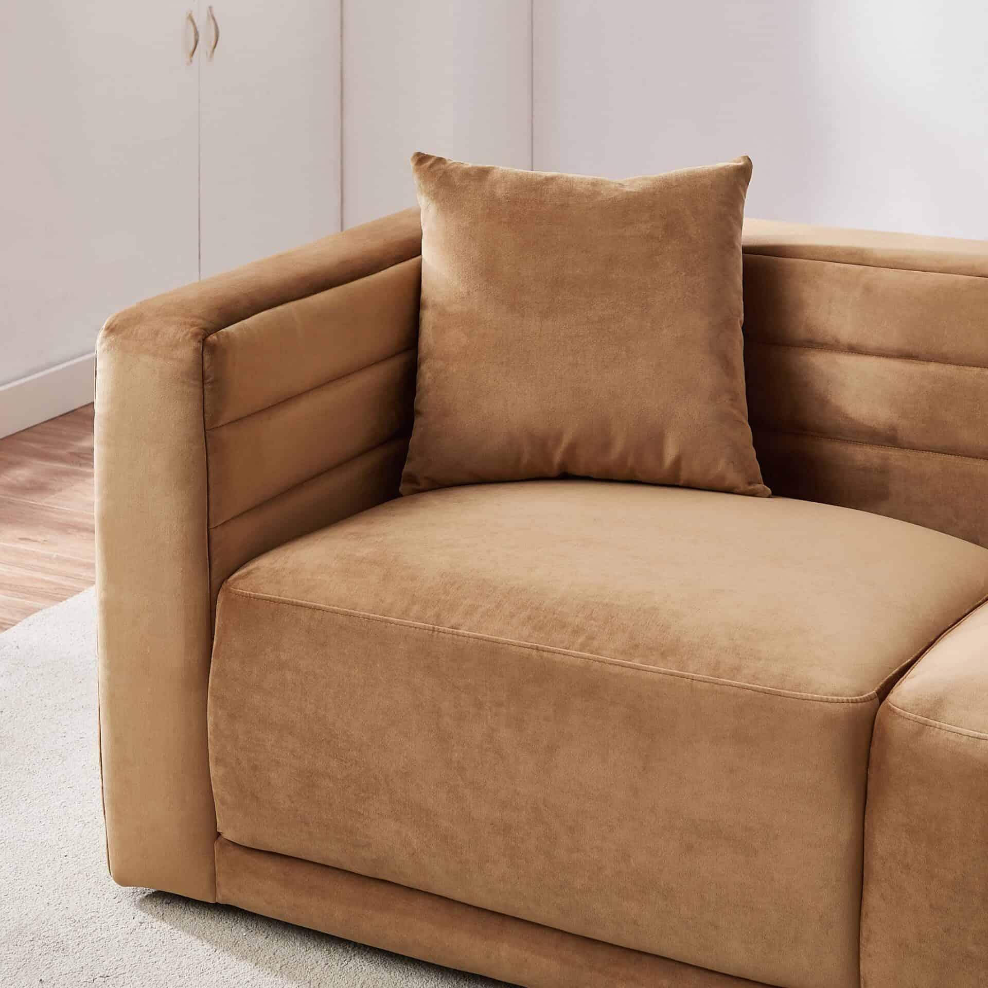 Cognac Velvet Modular Corner Sectional Sofa for Living Rooms 5 Cognac Velvet Modular Corner Sectional Sofa for Living Rooms - Image 5