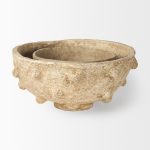 Sonam Set of 2 Beige Paper Mache Spiked Bowls