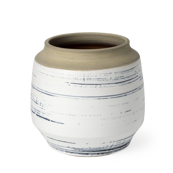 Sonnett Short WhiteBlue Ceramic Vase
