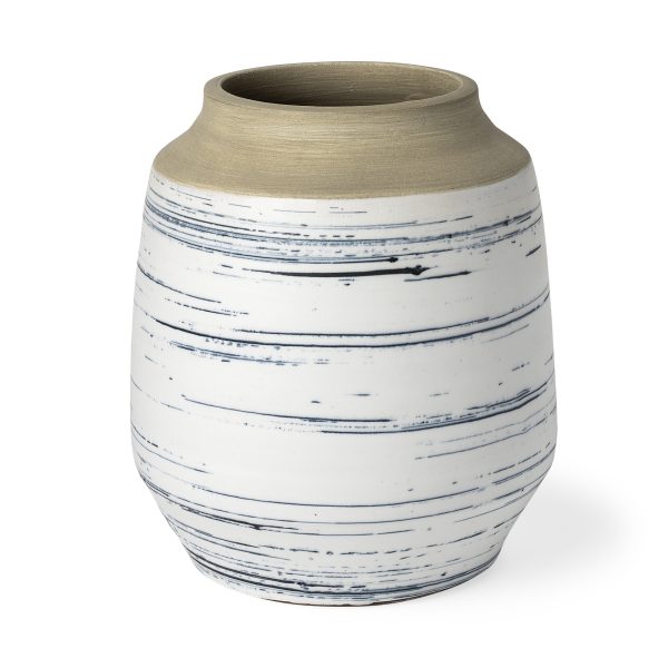 Sonnett Tall WhiteBlue Ceramic Vase