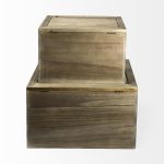 Sonny 23.6L x 15.7W x 13.8H Set of Two Brown Wood and Wicker W/ Metal Detail Rectangular Boxes