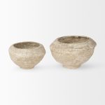 Sonu Set of 2 Beige Paper Mache Half-Pot Bowls