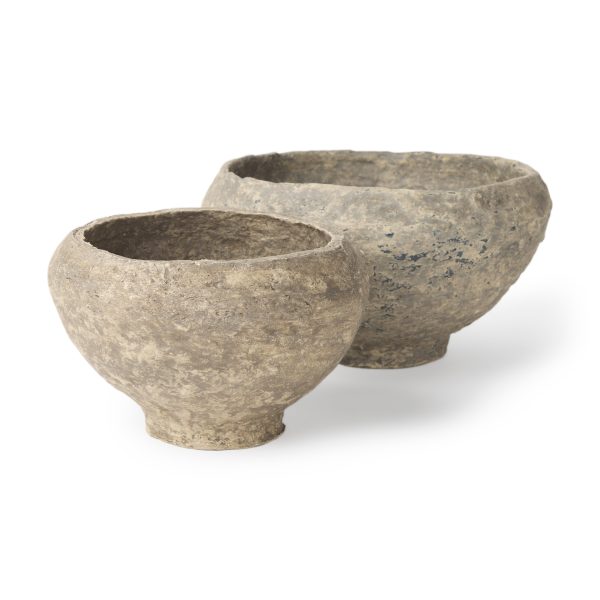Sonu Set of 2 Gray Paper Mache Half Pot Bowls