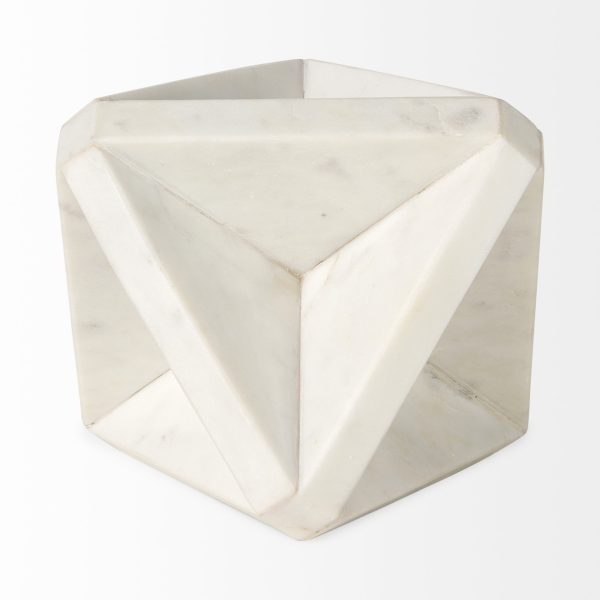 Sophia 5.5 L x 5.5 W x 8.5 H White Marble Decor Stand 5