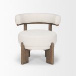 Souvik Dark Brown Wood w/ Oatmeal Fabric Accent Chair