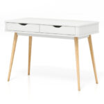 Space-Saving Computer Desk with Drawers and Sturdy Wood Legs