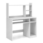 Space-Saving Computer Desk with Shelves, Keyboard Tray, and Stand