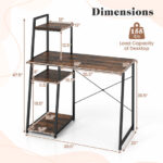 Space-Saving Computer Desk with Shelves and Host Stand