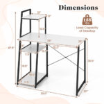 Space-Saving Computer Desk with Shelves and Host Stand