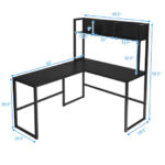 Space-Saving L-Shaped Corner Desk with Hutch and Footrest Bars 40 Space-Saving L-Shaped Corner Desk with Hutch and Footrest Bars