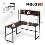 Space-Saving L-Shaped Corner Desk with Hutch and Footrest Bars 54 Space-Saving L-Shaped Corner Desk with Hutch and Footrest Bars