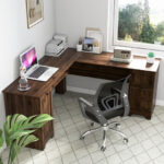 Space-Saving L-Shaped Desk with Drawers, Keyboard Tray, and Cabinet 26 Space-Saving L-Shaped Desk with Drawers, Keyboard Tray, and Cabinet
