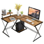 Space-Saving Reversible L-Shaped Desk with Shelf and CPU Stand 35 Space-Saving Reversible L-Shaped Desk with Shelf and CPU Stand