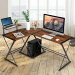 Space-Saving Reversible L-Shaped Desk with Shelf and CPU Stand 36 Space-Saving Reversible L-Shaped Desk with Shelf and CPU Stand