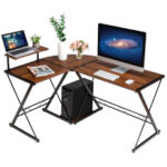 Space-Saving Reversible L-Shaped Desk with Shelf and CPU Stand 42 Space-Saving Reversible L-Shaped Desk with Shelf and CPU Stand