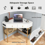 Space-Saving Triangle Corner Desk with 2 Drawers, Charging Station and Storage 34 Space-Saving Triangle Corner Desk with 2 Drawers, Charging Station and Storage
