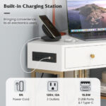 Space-Saving Triangle Corner Desk with 2 Drawers, Charging Station and Storage 35 Space-Saving Triangle Corner Desk with 2 Drawers, Charging Station and Storage