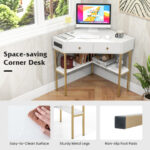 Space-Saving Triangle Corner Desk with 2 Drawers, Charging Station and Storage 41 Space-Saving Triangle Corner Desk with 2 Drawers, Charging Station and Storage