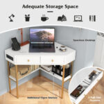 Space-Saving Triangle Corner Desk with 2 Drawers, Charging Station and Storage 42 Space-Saving Triangle Corner Desk with 2 Drawers, Charging Station and Storage