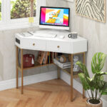 Space-Saving Triangle Corner Desk with 2 Drawers, Charging Station and Storage 30 Space-Saving Triangle Corner Desk with 2 Drawers, Charging Station and Storage