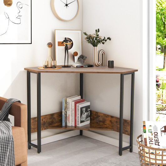 Space-Saving Triangle Corner Desk with Charging Station and Storage 2 Space-Saving Triangle Corner Desk with Charging Station and Storage - Image 2