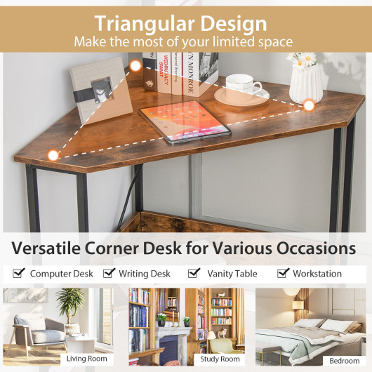 Space-Saving Triangle Corner Desk with Charging Station and Storage 3 Space-Saving Triangle Corner Desk with Charging Station and Storage - Image 3