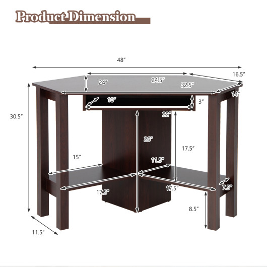 Space-Saving Wooden Corner Desk with Drawer and Storage Shelves 11 Space-Saving Wooden Corner Desk with Drawer and Storage Shelves - Image 11