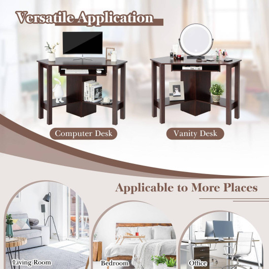Space-Saving Wooden Corner Desk with Drawer and Storage Shelves 12 Space-Saving Wooden Corner Desk with Drawer and Storage Shelves - Image 12