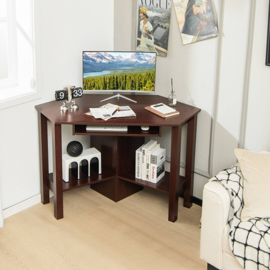 Space-Saving Wooden Corner Desk with Drawer and Storage Shelves 13 Space-Saving Wooden Corner Desk with Drawer and Storage Shelves - Image 13