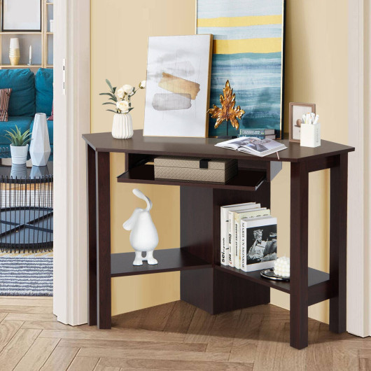 Space-Saving Wooden Corner Desk with Drawer and Storage Shelves 14 Space-Saving Wooden Corner Desk with Drawer and Storage Shelves - Image 14