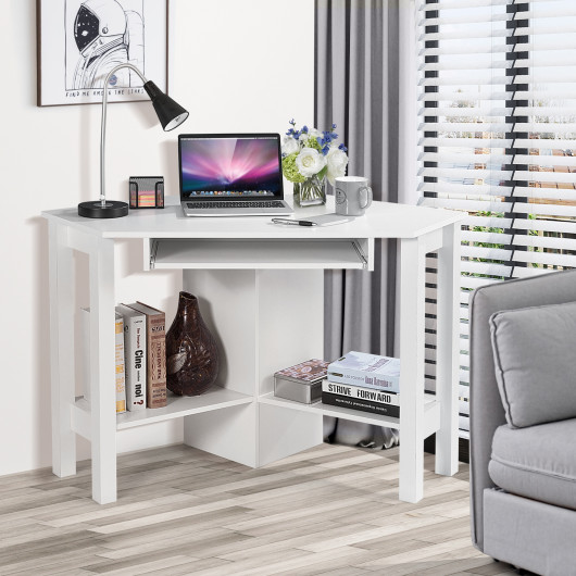 Space-Saving Wooden Corner Desk with Drawer and Storage Shelves 15 Space-Saving Wooden Corner Desk with Drawer and Storage Shelves - Image 15