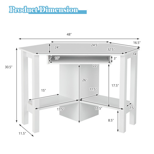 Space-Saving Wooden Corner Desk with Drawer and Storage Shelves 18 Space-Saving Wooden Corner Desk with Drawer and Storage Shelves - Image 18