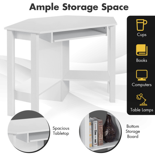 Space-Saving Wooden Corner Desk with Drawer and Storage Shelves 19 Space-Saving Wooden Corner Desk with Drawer and Storage Shelves - Image 19