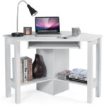 Space-Saving Wooden Corner Desk with Drawer and Storage Shelves 42 Space-Saving Wooden Corner Desk with Drawer and Storage Shelves
