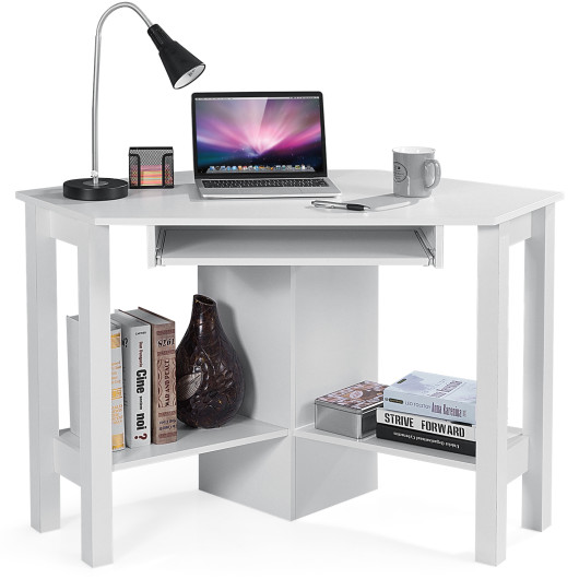 Space-Saving Wooden Corner Desk with Drawer and Storage Shelves 21 Space-Saving Wooden Corner Desk with Drawer and Storage Shelves - Image 21