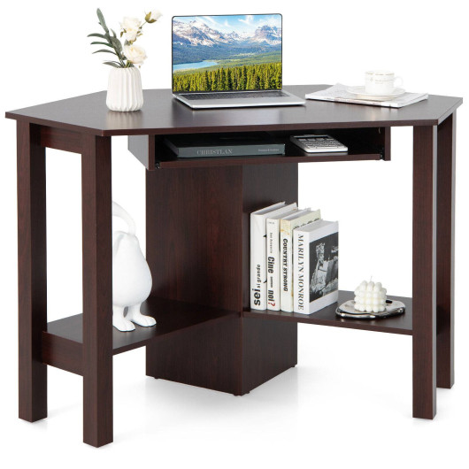 Space-Saving Wooden Corner Desk with Drawer and Storage Shelves 10 Space-Saving Wooden Corner Desk with Drawer and Storage Shelves - Image 10