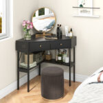 Space-Saving Triangle Corner Desk with 2 Drawers, Charging Station and Storage 22 Space-Saving Triangle Corner Desk with 2 Drawers, Charging Station and Storage