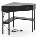 Space-Saving Triangle Corner Desk with 2 Drawers, Charging Station and Storage 24 Space-Saving Triangle Corner Desk with 2 Drawers, Charging Station and Storage