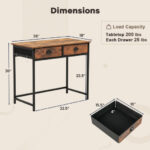 Rustic Brown Home Office Desk with Drawers and Hanging Hooks 12 Rustic Brown Home Office Desk with Drawers and Hanging Hooks