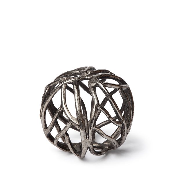 Sphaira I Small 5L x 5W Silver Cast Aluminum Decorative Tree Branch Orb