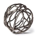 Sphaira II Large 7L x 7W Silver Cast Aluminum Decorative Tree Branch Orb